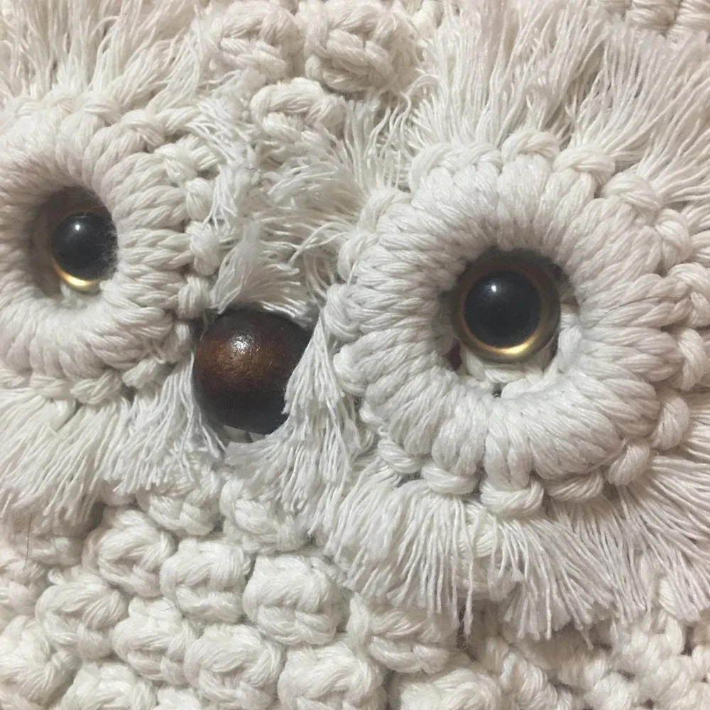 Owl Macrame Wall Hanging Handmade Woven Tapestry Boho Art Home Decor Tassel Read